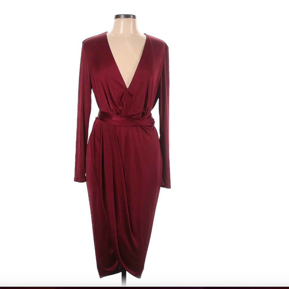 Altuzarra Burgundy Deep V Holiday Dress